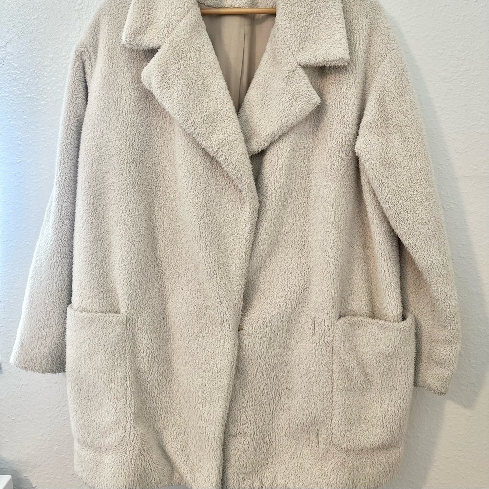 Reformation cream faux fur coat
